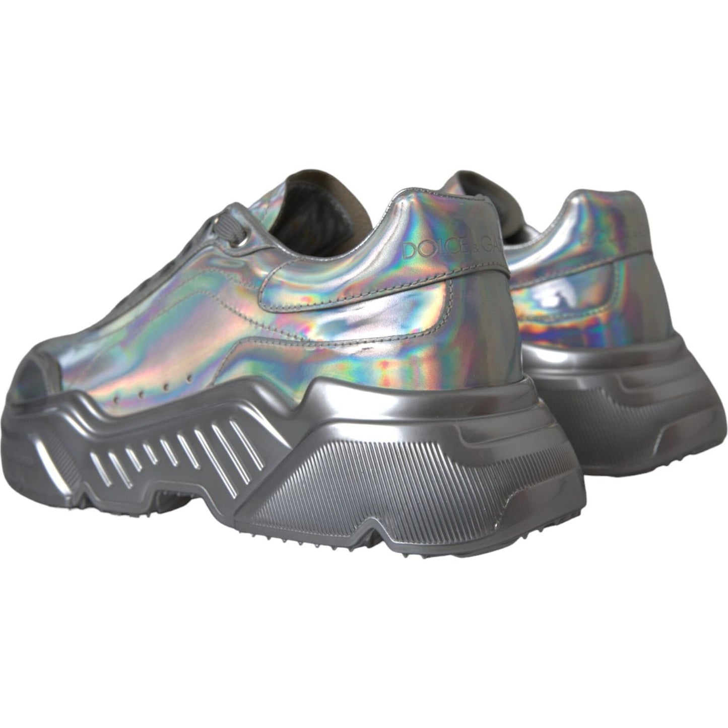 Dolce & Gabbana Silver Iridescent DAYMASTER Leather Sneakers Shoes LA11151-39