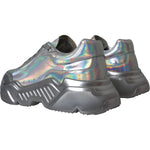 Dolce & Gabbana Silver Iridescent DAYMASTER Leather Sneakers Shoes LA11151-39