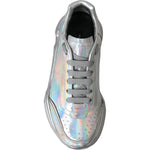 Dolce & Gabbana Silver Iridescent DAYMASTER Leather Sneakers Shoes LA11151-39