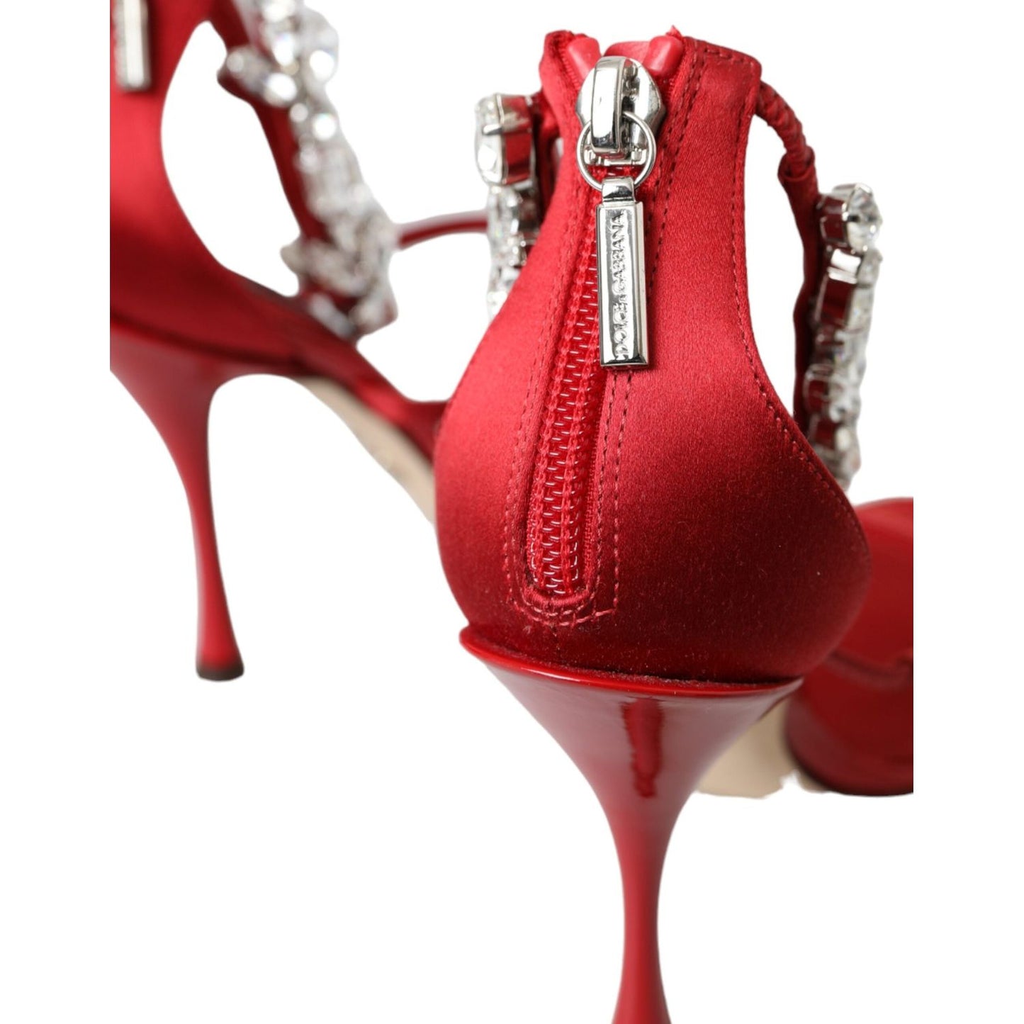 Dolce & Gabbana Red Keira Satin Crystals Sandals Heels Shoes LA11221-35