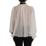 Dolce & Gabbana Off White Silk Blend Ascot Collar Blouse Top TSH851999-42