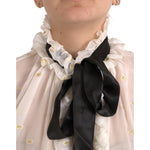 Dolce & Gabbana Off White Silk Blend Ascot Collar Blouse Top TSH851999-42