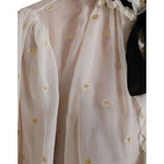 Dolce & Gabbana Off White Silk Blend Ascot Collar Blouse Top TSH851999-42
