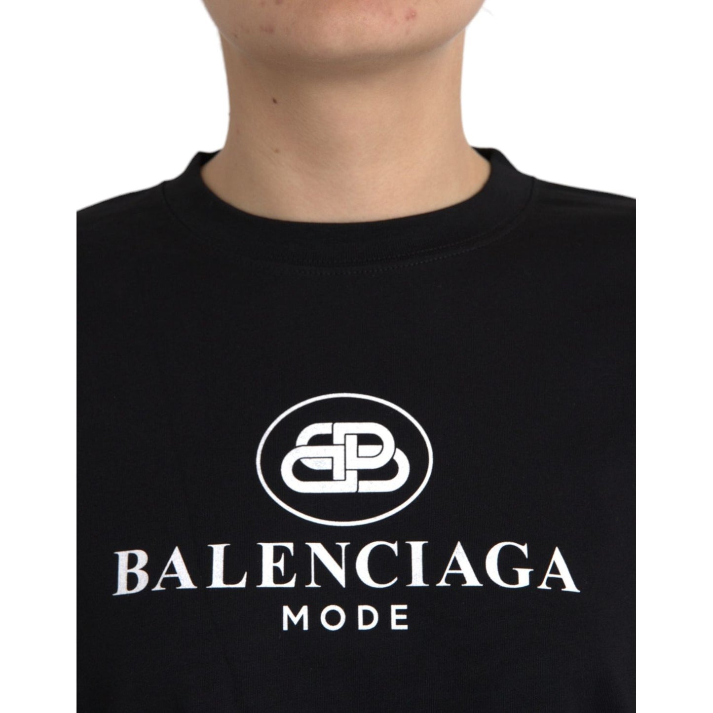 Balenciaga Black Cotton Logo Crew Neck Short Sleeves T-shirt TSH84947-XXS