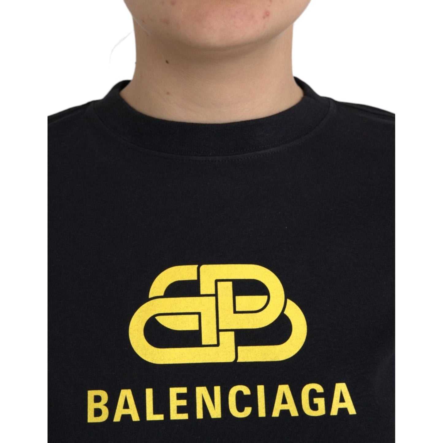 Balenciaga Black Cotton Logo Crew Neck Short Sleeves T-shirt TSH85024-L