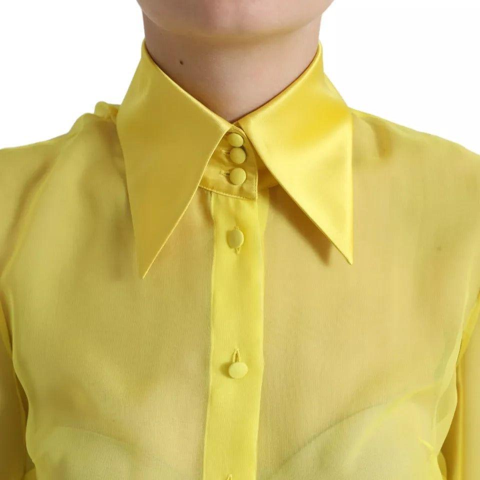 Dolce & Gabbana Yellow Long Sleeve Button Down Blouse Top TSH84232-40