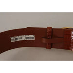 Dolce & Gabbana Brown Wide Waist Design Leather Gold Metal Buckle Belt WMB123 -75