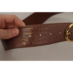 Dolce & Gabbana Brown Wide Waist Leather Gold Oval Metal Buckle Belt WMB125-75
