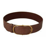 Dolce & Gabbana Brown Wide Waist Leather Gold Oval Metal Buckle Belt WMB125-75
