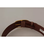 Dolce & Gabbana Brown Wide Waist Leather Gold Oval Metal Buckle Belt WMB125-75