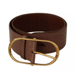 Dolce & Gabbana Brown Wide Waist Leather Gold Oval Metal Buckle Belt WMB125-75