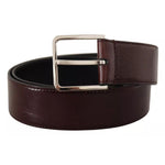Dolce & Gabbana Dark Brown Leather Logo Engraved Metal Buckle Belt BEL8605-85