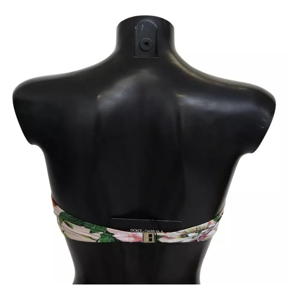 Dolce & Gabbana Pink Floral Print Swimsuit Beachwear Bikini Top BIK1265-2