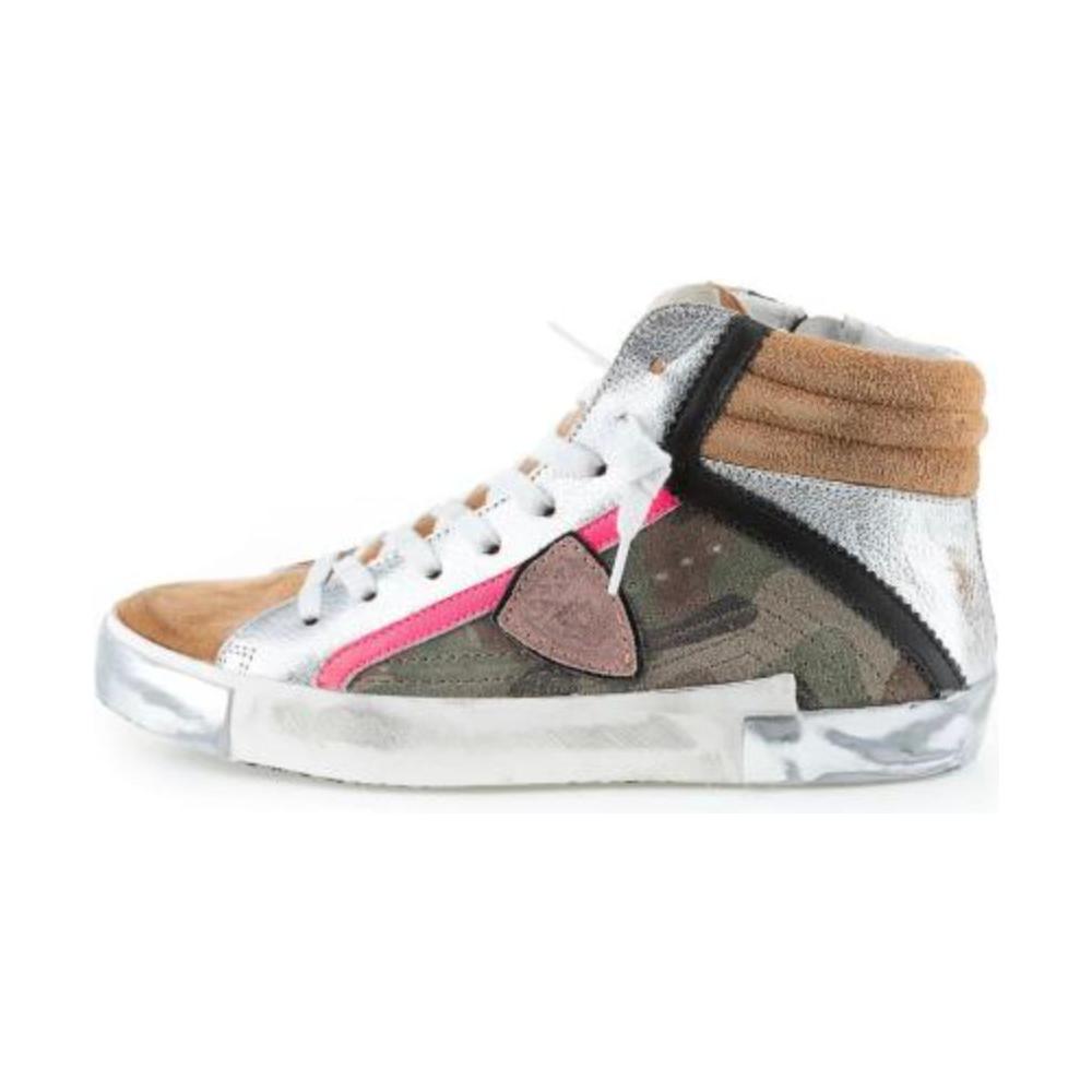 Philippe Model Army Green High-Top Sneakers with Leather Accents PH-10947-IT40|S