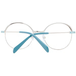 Emilio Pucci Turquoise Women Glasses Frame, metal full-rim with demo lenses and round style, includes branded case.