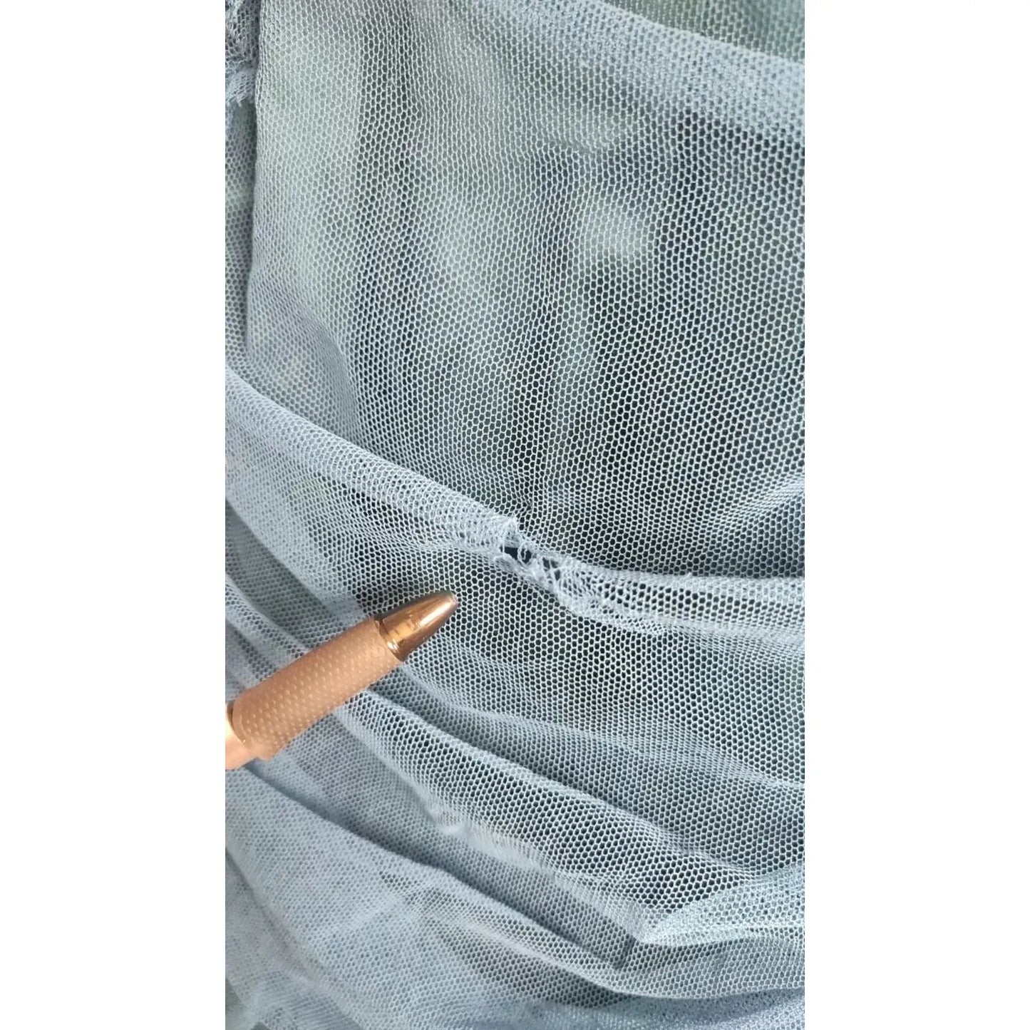 Dolce & Gabbana Blue Mesh Trim Ruched Tulle Sheath Dress DR28873-40