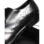 Dolce & Gabbana Black Calfskin Leather Derby Men Dress Shoes MV5911-43