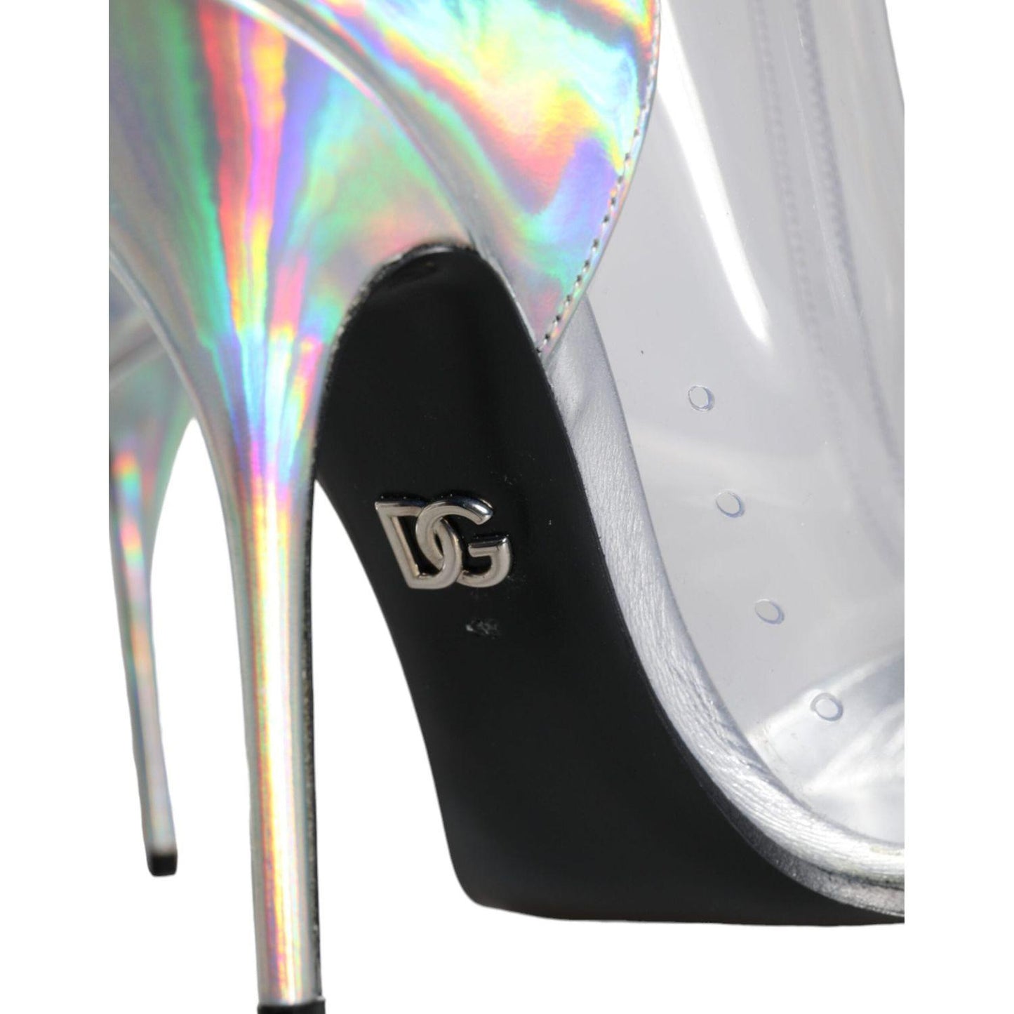 Dolce & Gabbana Silver Iridescent PVC Pointed Short Boots Shoes LA11373-36
