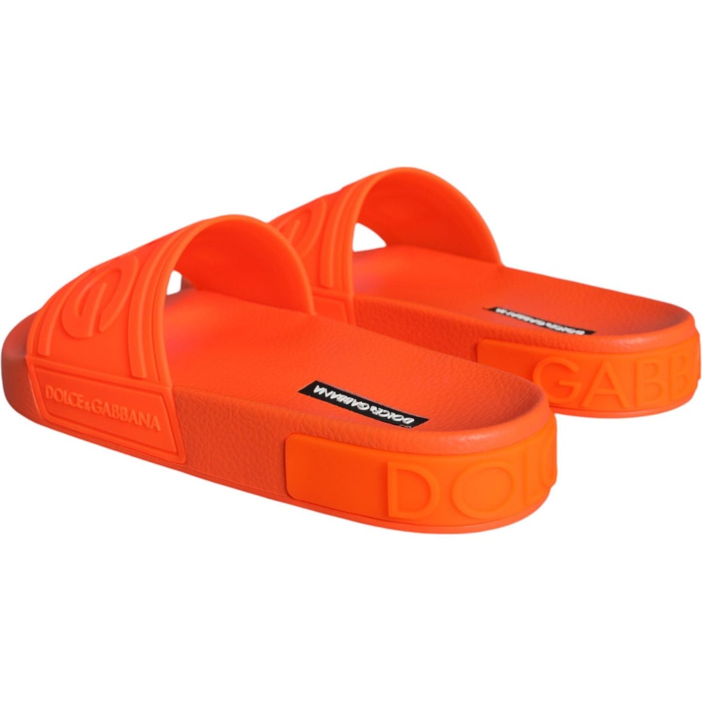 Dolce & Gabbana Orange Rubber Slides Sandals Beachwear Shoes LA11503-35