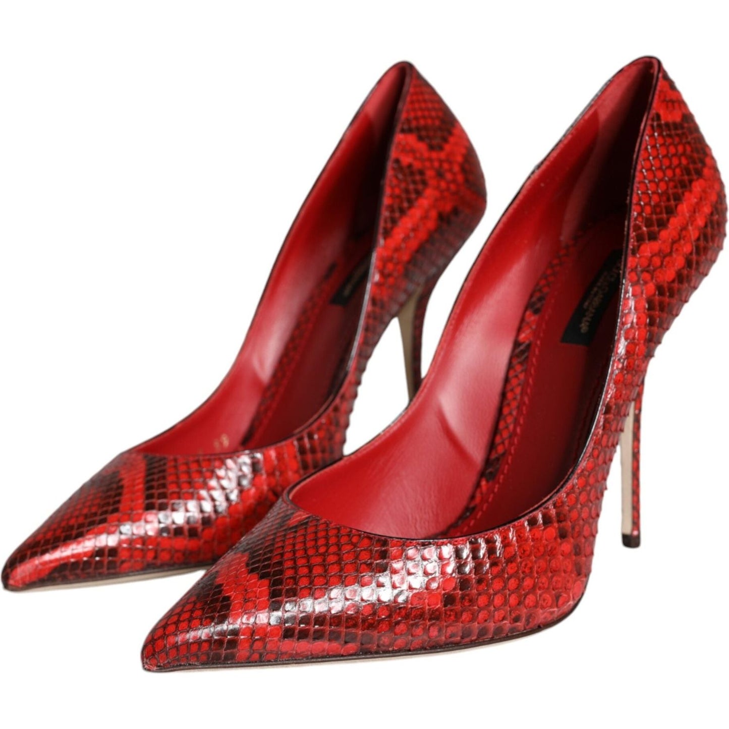 Dolce & Gabbana Red Leather Stiletto High Heels Pumps Shoes LA11505-36.5