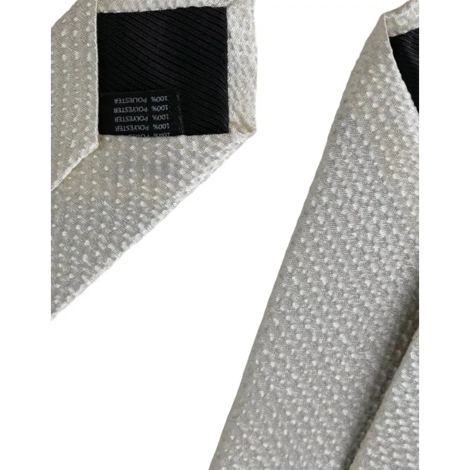 Dolce & Gabbana Off White 100% Silk Adjustable Necktie Men Tie KRA3354