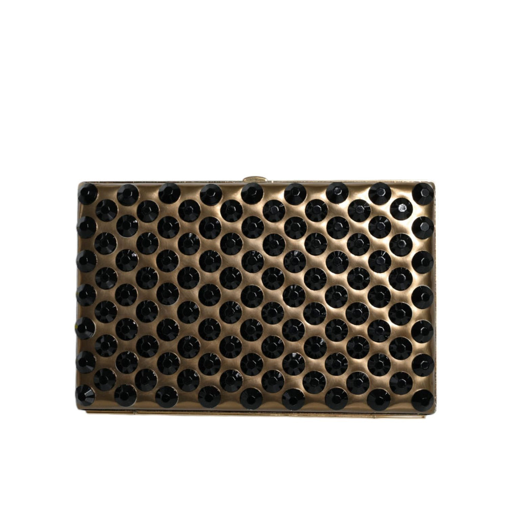 Dolce & Gabbana Gold Crystal Bifold Clutch Evening Party Women Purse Bag BAG1534