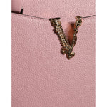Versace Pink Small Top Handle Grainy Calf Leather Crossbody Bag