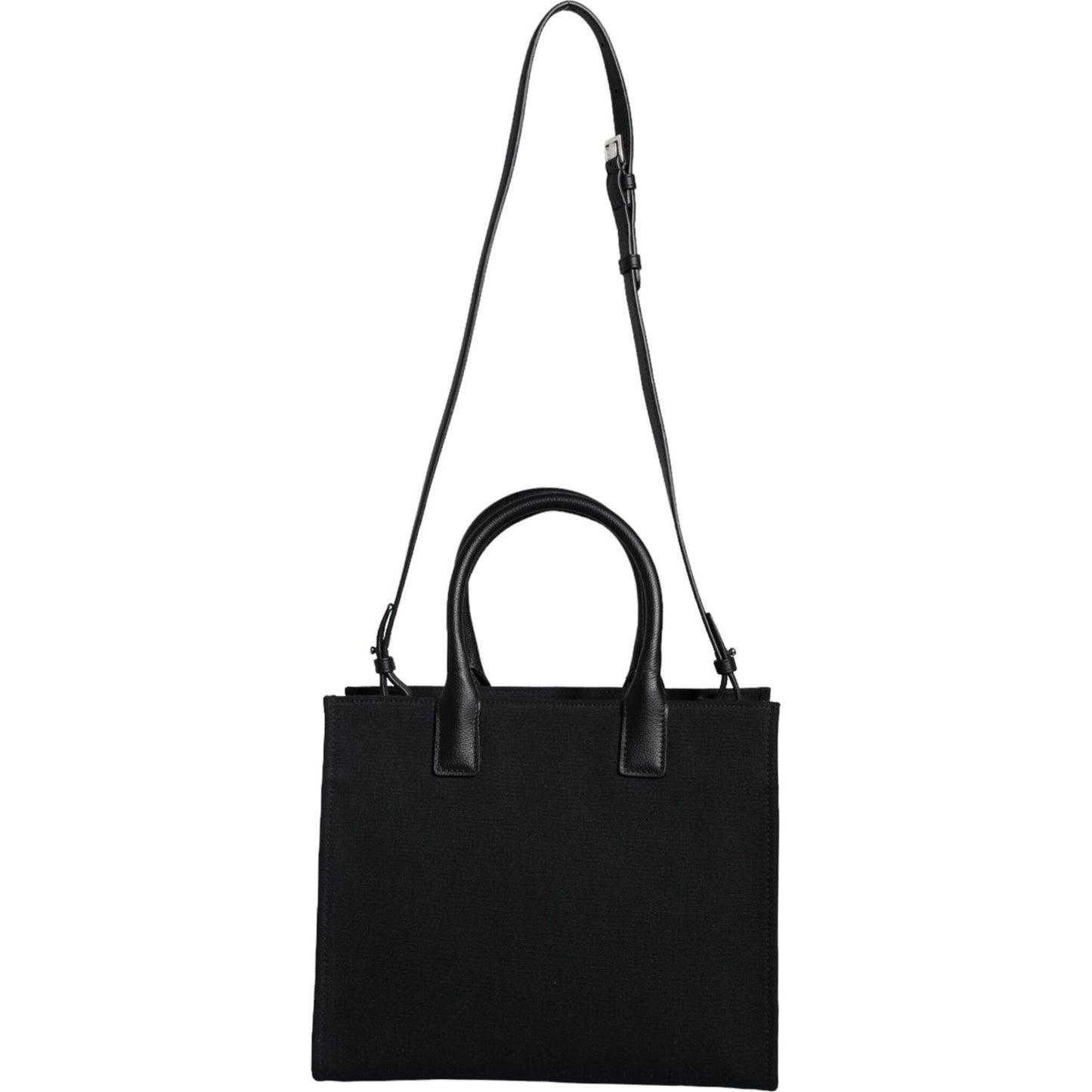 Versace Black Top Handle Canvas Leather Logo Crossbody Tote Bag BAG1594