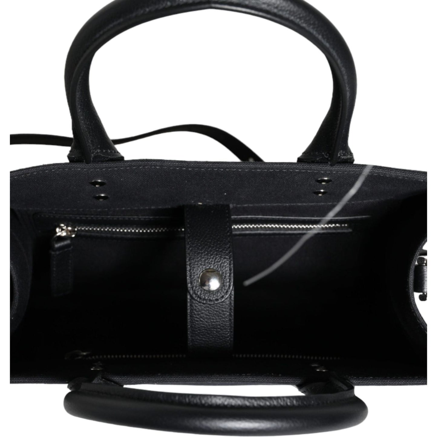 Versace Black Top Handle Canvas Leather Logo Crossbody Tote Bag BAG1594