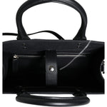 Versace Black Top Handle Canvas Leather Logo Crossbody Tote Bag BAG1594