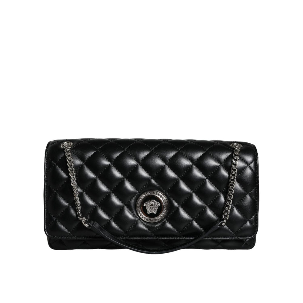 Versace Black Quilted Lambskin Leather Crossbody Shoulder Bag BAG1604