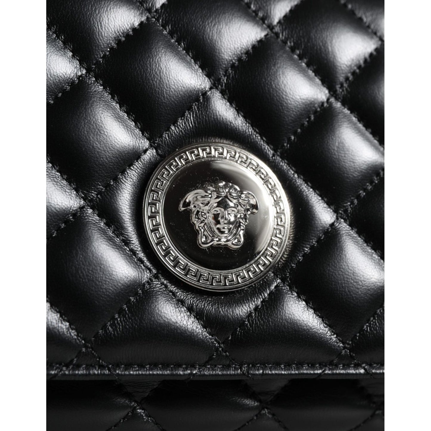 Versace Black Quilted Lambskin Leather Crossbody Shoulder Bag BAG1604