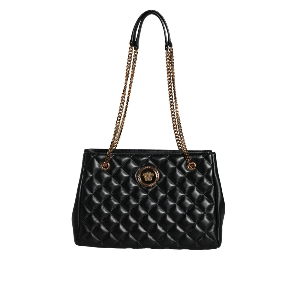 Versace Black Quilted Nappa Leather Shoulder Chain Strap Bag BAG1608
