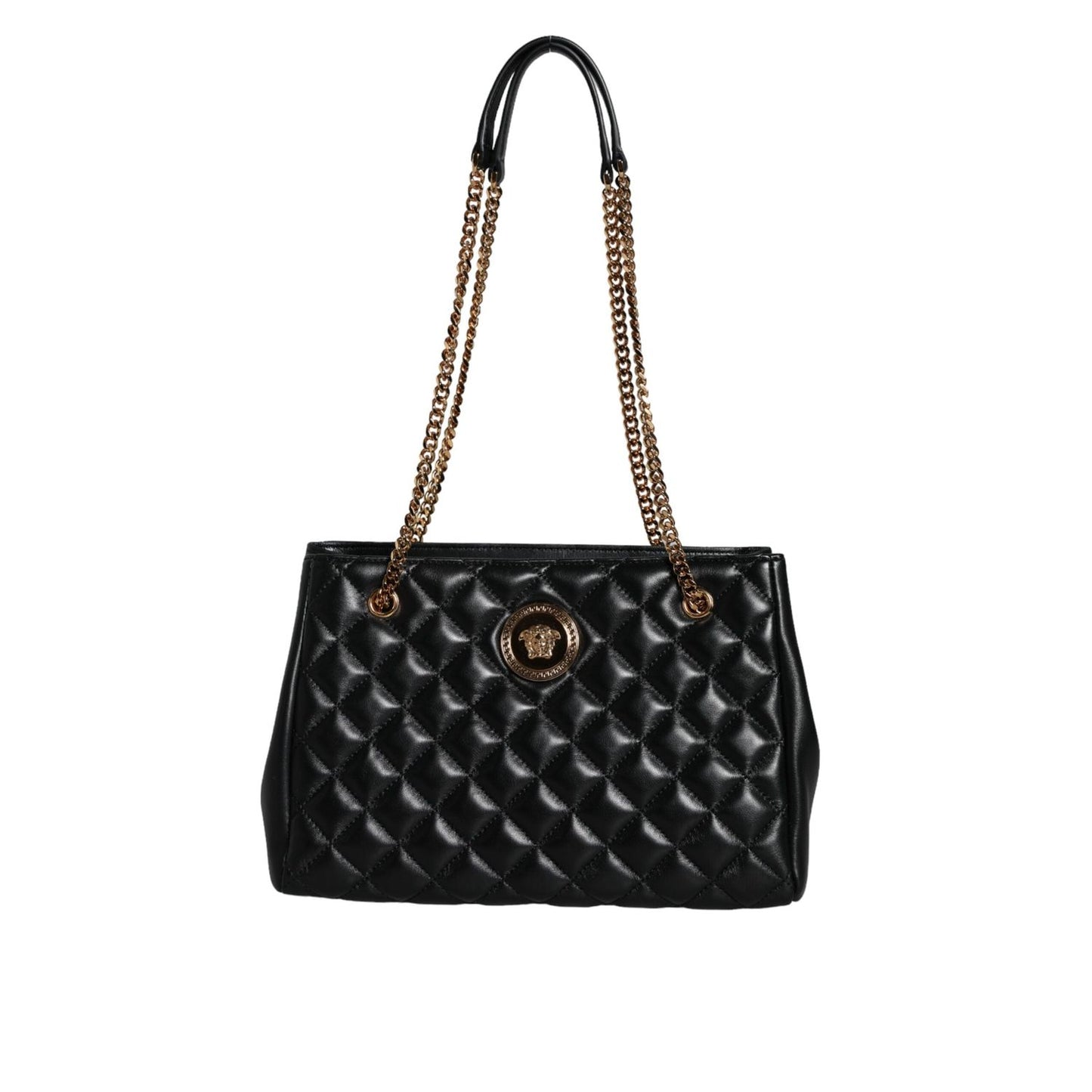 Versace Black Quilted Nappa Leather Shoulder Chain Strap Bag BAG1608