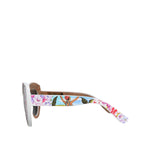 Dolce & Gabbana Multicolor Wood Crystal Brass Frame Floral Hand Paint Sunglasses GLA1346