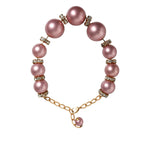Dolce & Gabbana Pink Maxi Faux Pearl Beads Crystals Gold Chain Necklace