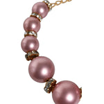 Dolce & Gabbana Pink Maxi Faux Pearl Beads Crystals Gold Chain Necklace
