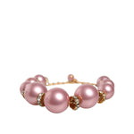 Dolce & Gabbana Pink Maxi Faux Pearl Beads Crystals Gold Chain Necklace