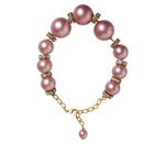 Dolce & Gabbana Pink Maxi Faux Pearl Beads Crystals Gold Chain Necklace