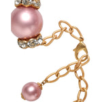 Dolce & Gabbana Pink Maxi Faux Pearl Beads Crystals Gold Chain Necklace