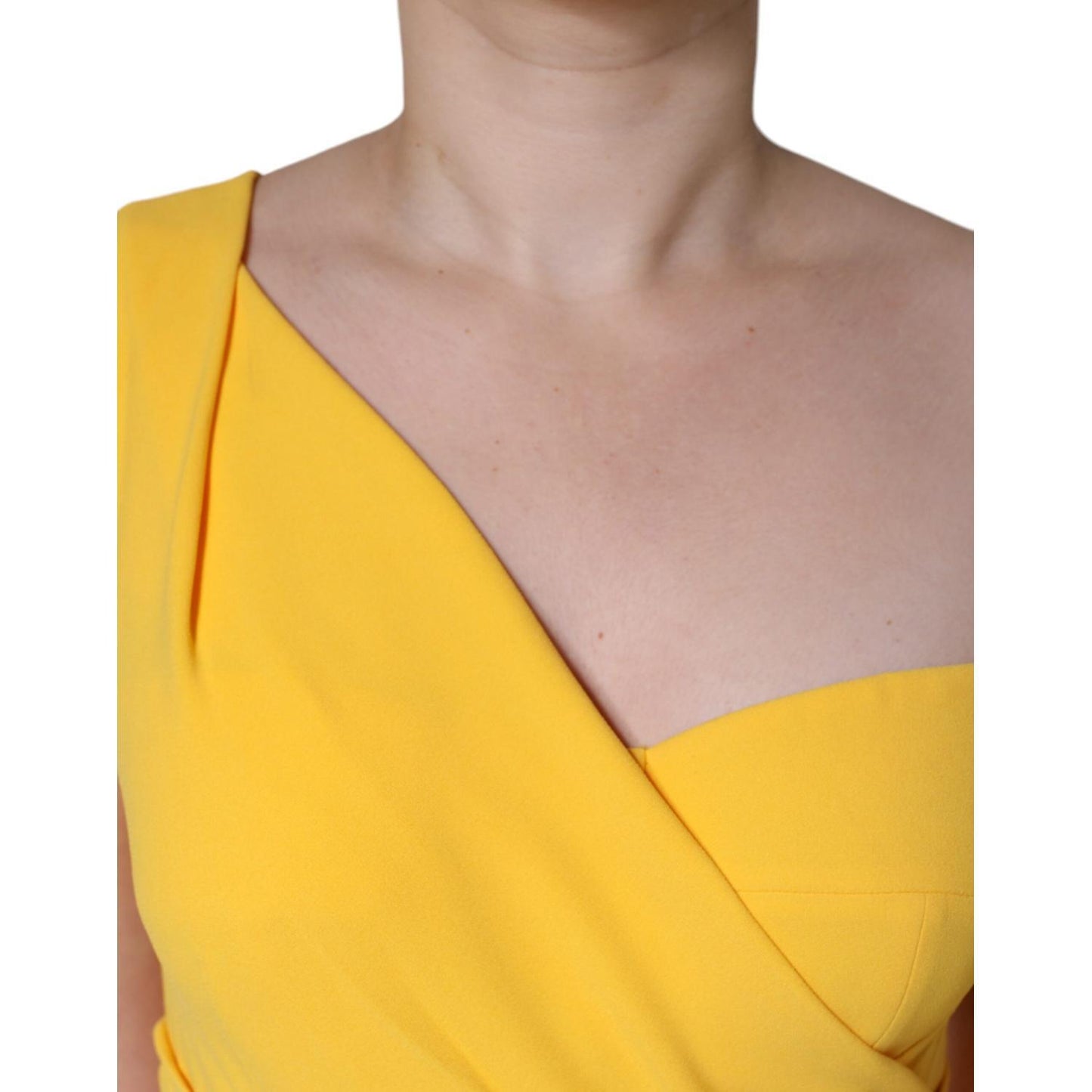 Dolce & Gabbana Yellow One Shoulder Side Slit Midi Dress DR281202-42