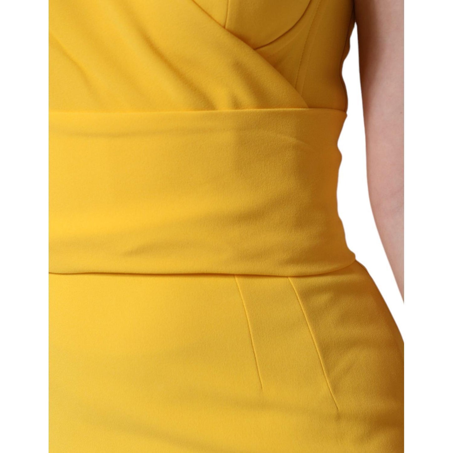 Dolce & Gabbana Yellow One Shoulder Side Slit Midi Dress DR281202-42