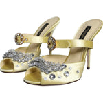 Dolce & Gabbana Yellow Mary Janes Satin Crystal Sandals Shoes LA11704-35