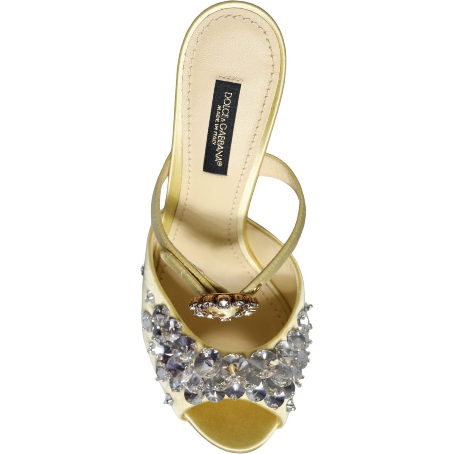Dolce & Gabbana Yellow Mary Janes Satin Crystal Sandals Shoes LA11704-35