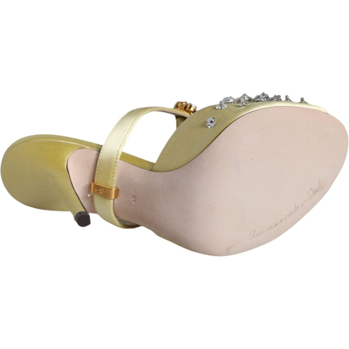 Dolce & Gabbana Yellow Mary Janes Satin Crystal Sandals Shoes LA11704-35
