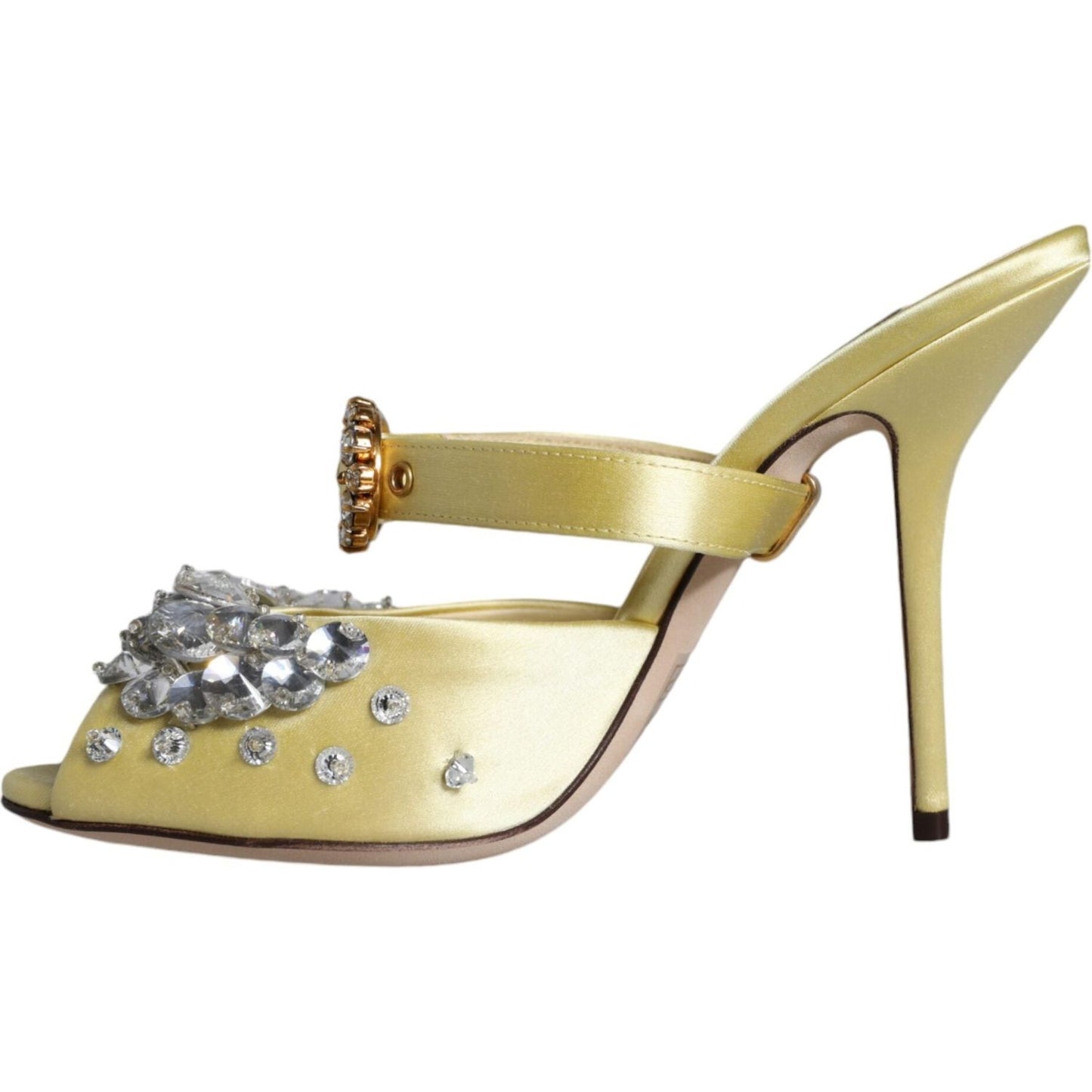 Dolce & Gabbana Yellow Mary Janes Satin Crystal Sandals Shoes LA11704-35