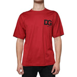 Dolce & Gabbana Red Cotton DG Logo Print Crew Neck T-shirt TSH86658-48