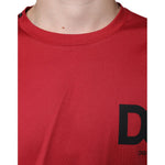 Dolce & Gabbana Red Cotton DG Logo Print Crew Neck T-shirt TSH86658-48