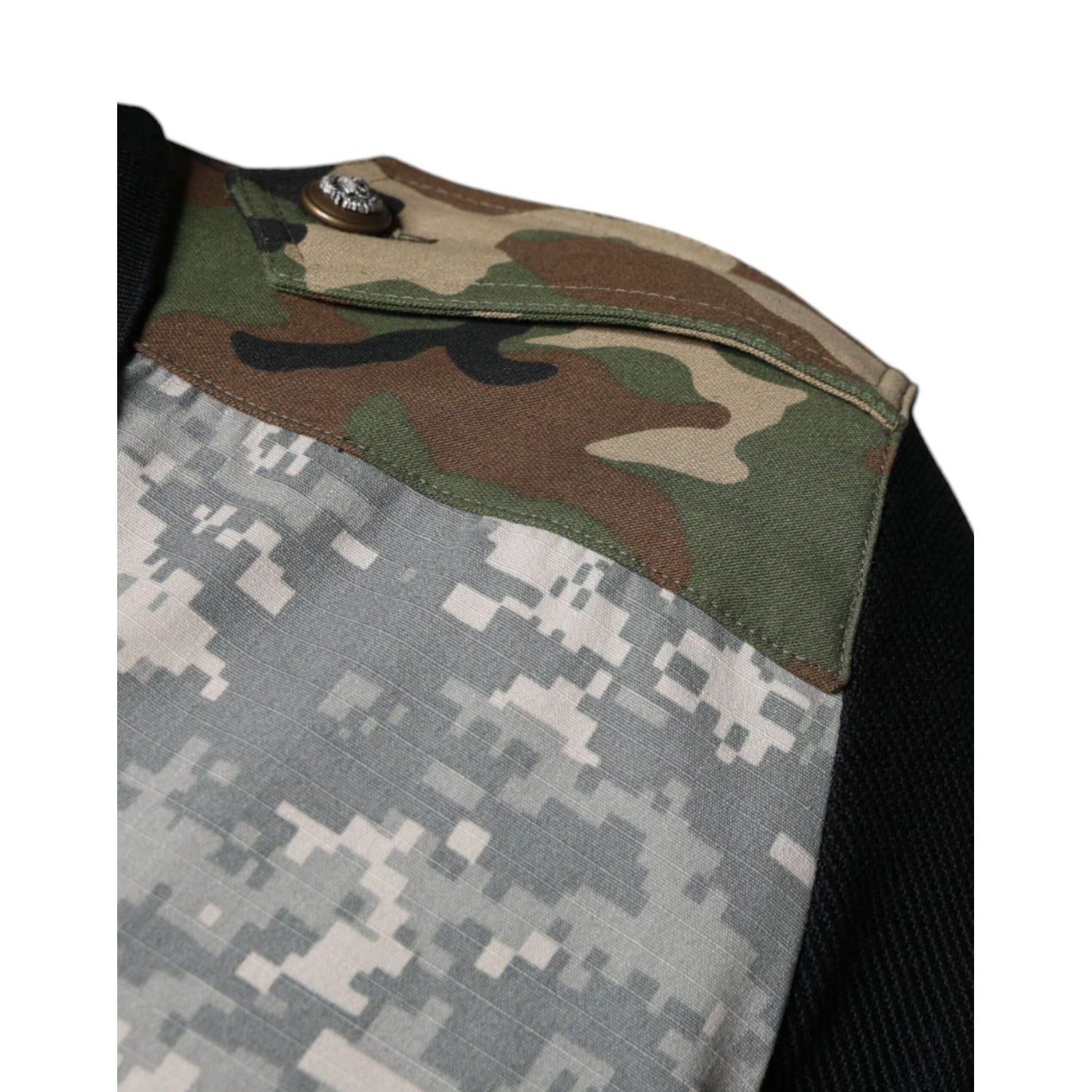 Dolce & Gabbana Multicolor Camouflage Patchwork Silk Polo T-shirt