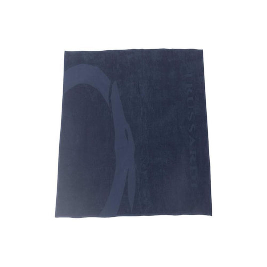 Trussardi Beachwear Blue Cotton Men's Beach Towel